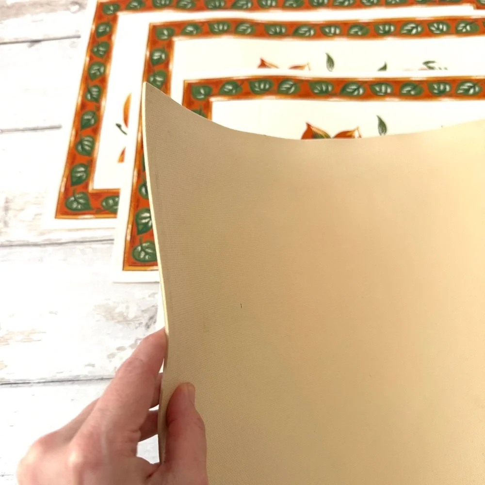 Set of 4 Thanksgiving Fall Themed Placemats Dining Table Decor Wipeable Vinyl